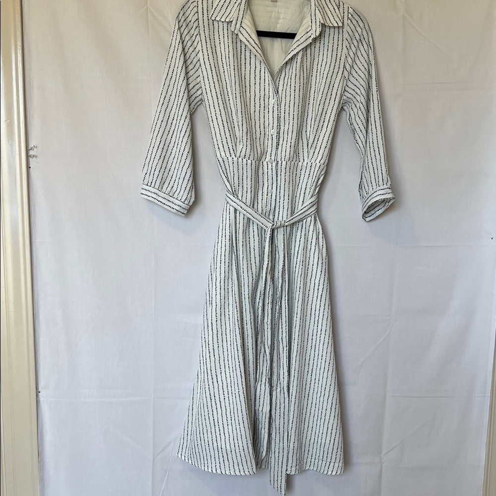 Orange Creek Black and White Striped Long Sleeve Dress